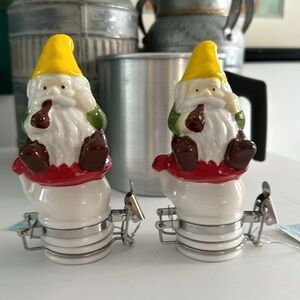 Set Gnomes Porcelain Container Art Decor NWT (2)